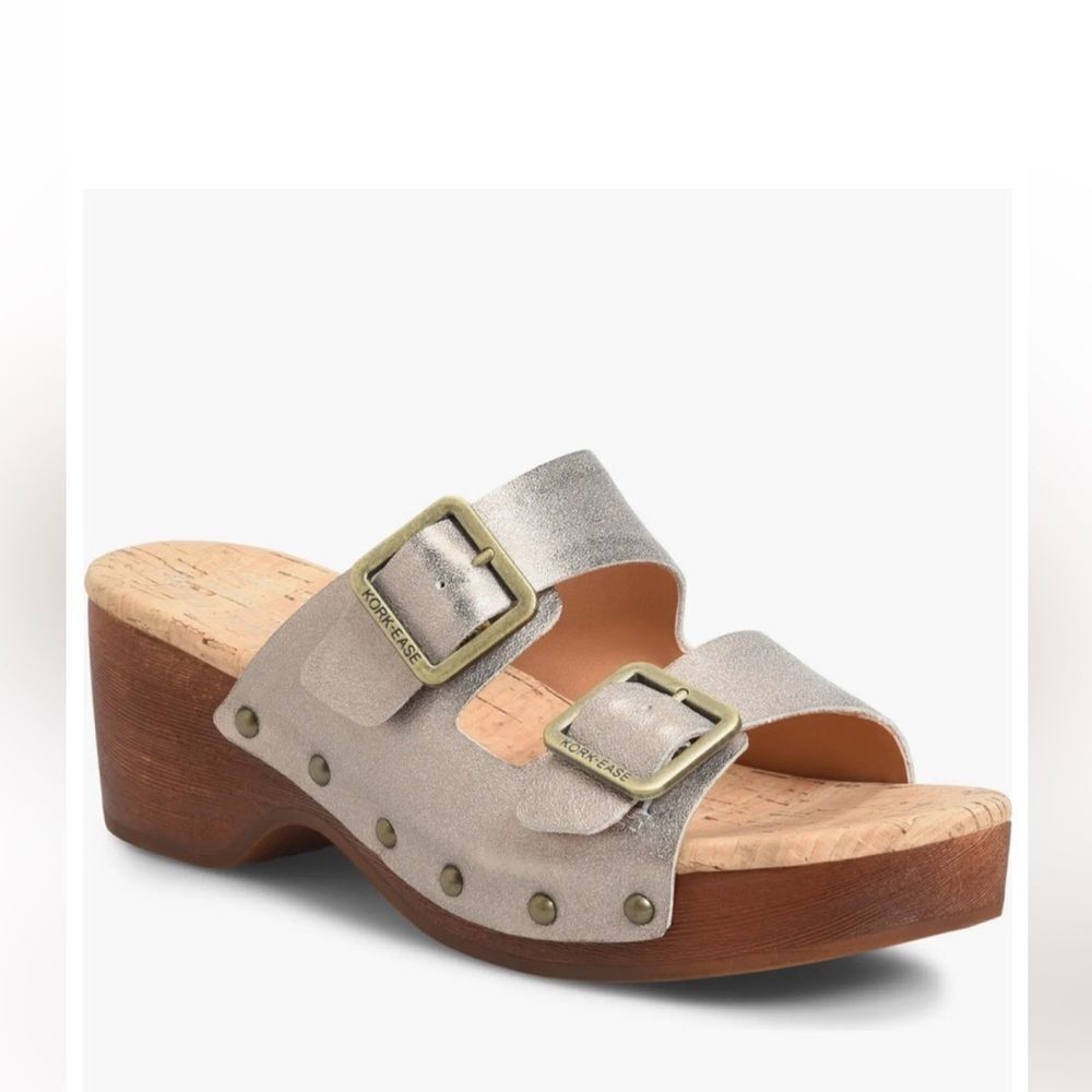 Kork-Ease Saffron Slides in a Soft Gold Metallic - Picture 3 of 14
